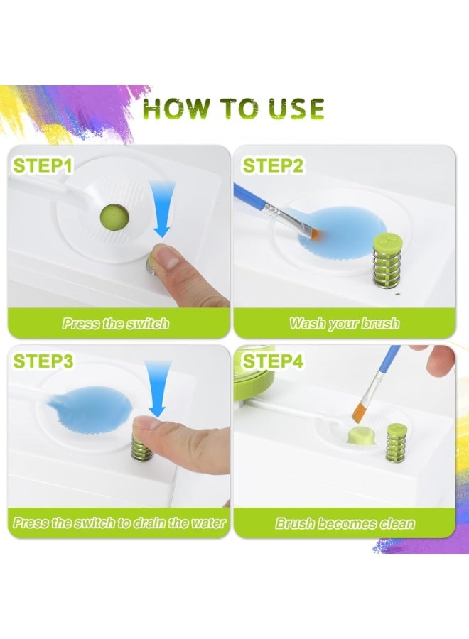 Paint Brush Cleaner - Multipurpose Paint Brush Cleaner Tool with Paint Brush Cleaner Rinse Cup, Handy Oil Paint Brush Cleaner, and Paint Water Dispenser for Artists and Watercolor - Image 3